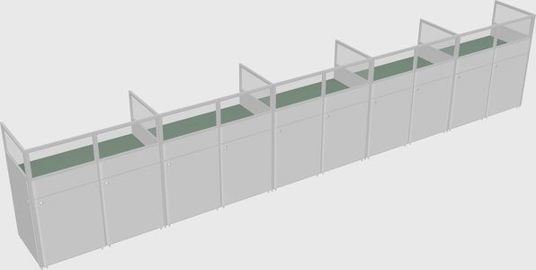 Shared rectangular cubicle