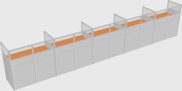 Shared rectangular cubicle