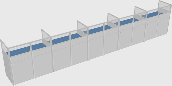Shared rectangular cubicle