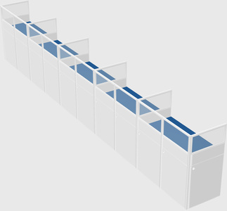 Shared rectangular cubicle