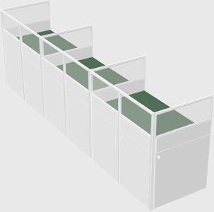 Shared rectangular cubicle