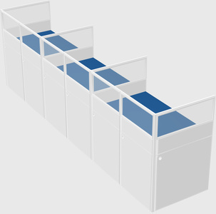 Shared rectangular cubicle