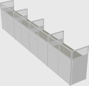 Shared rectangular cubicle