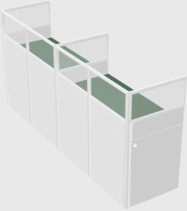 Shared rectangular cubicle