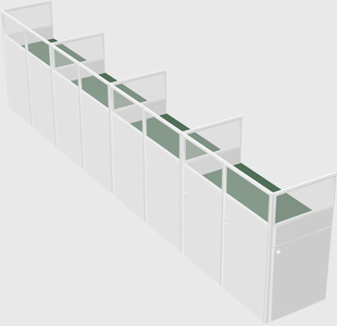Shared rectangular cubicle
