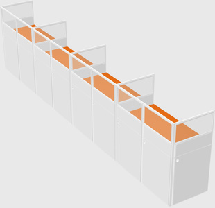 Shared rectangular cubicle