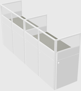 Shared rectangular cubicle