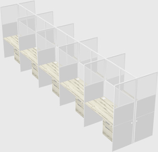 Shared rectangular cubicle