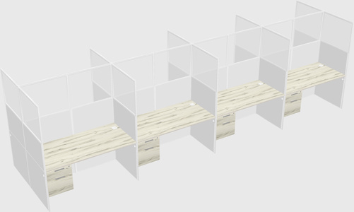 Shared rectangular cubicle
