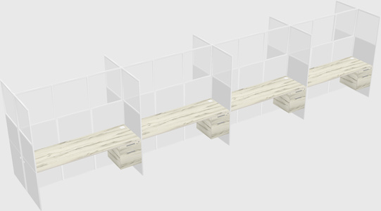 Shared rectangular cubicle