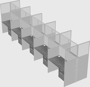 Shared rectangular cubicle