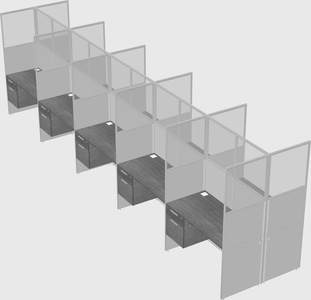 Shared rectangular cubicle