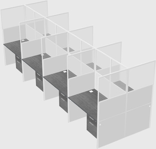 Shared rectangular cubicle