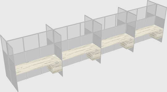 Shared rectangular cubicle