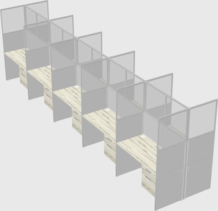 Shared rectangular cubicle