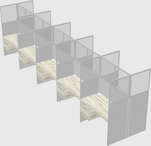 Shared rectangular cubicle