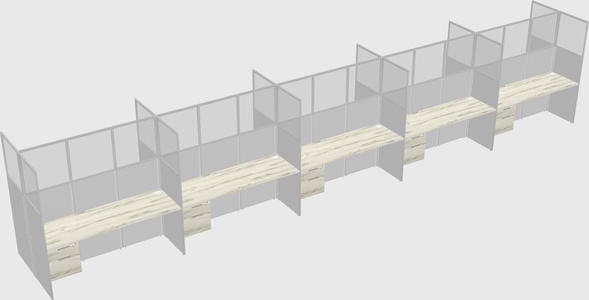 Shared rectangular cubicle