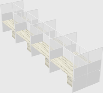 Shared rectangular cubicle