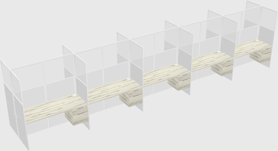Shared rectangular cubicle