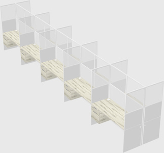 Shared rectangular cubicle