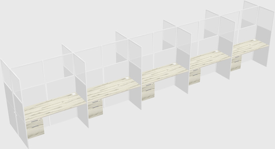 Shared rectangular cubicle