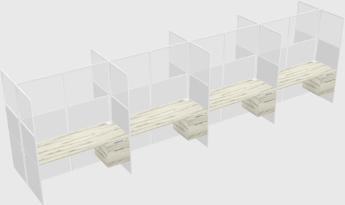 Shared rectangular cubicle
