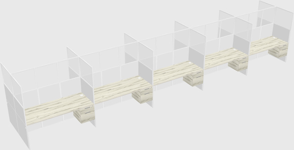 Shared rectangular cubicle