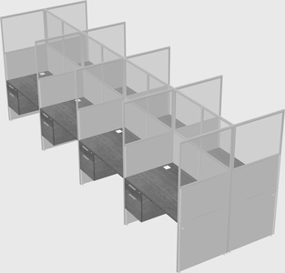 Shared rectangular cubicle
