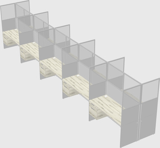 Shared rectangular cubicle