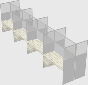 Shared rectangular cubicle