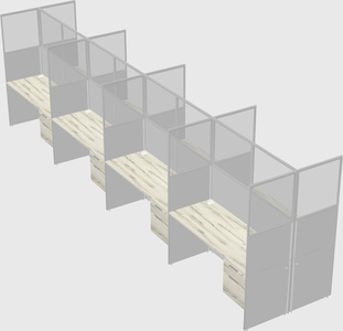 Shared rectangular cubicle