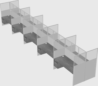 Shared rectangular cubicle