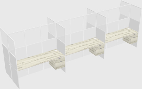 Shared rectangular cubicle