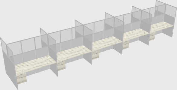 Shared rectangular cubicle