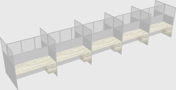 Shared rectangular cubicle