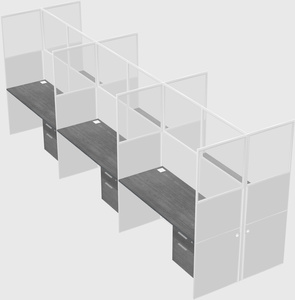 Shared rectangular cubicle