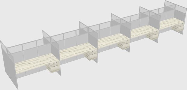 Shared rectangular cubicle
