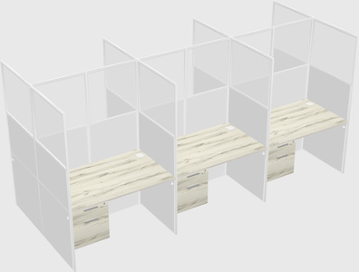 Shared rectangular cubicle