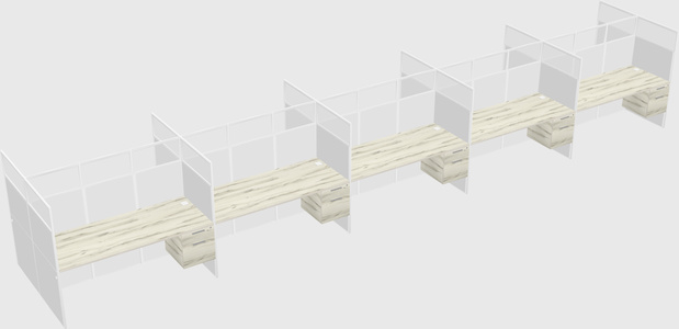 Shared rectangular cubicle
