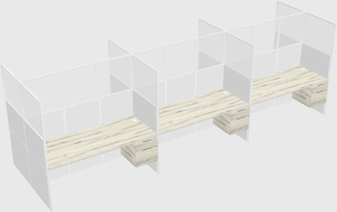 Shared rectangular cubicle