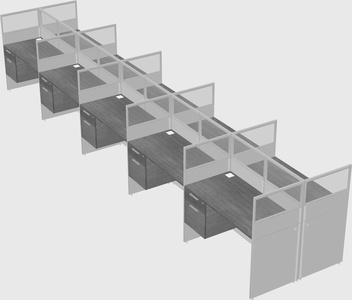 Shared rectangular cubicle