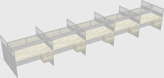 Shared rectangular cubicle