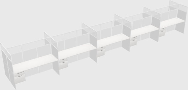 Shared rectangular cubicle