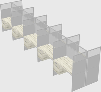 Shared rectangular cubicle