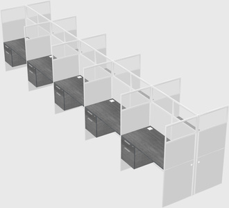 Shared rectangular cubicle