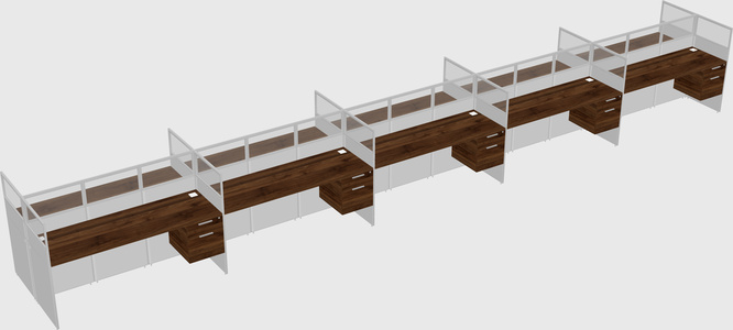 Shared rectangular cubicle