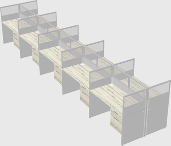 Shared rectangular cubicle