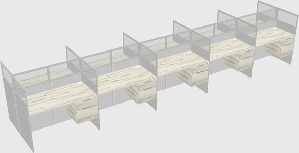 Shared rectangular cubicle