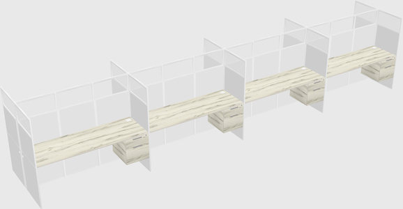 Shared rectangular cubicle