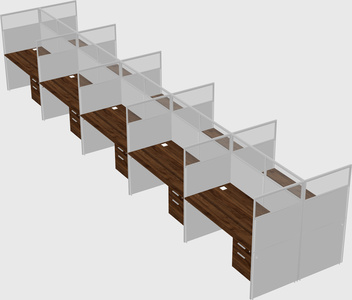 Shared rectangular cubicle